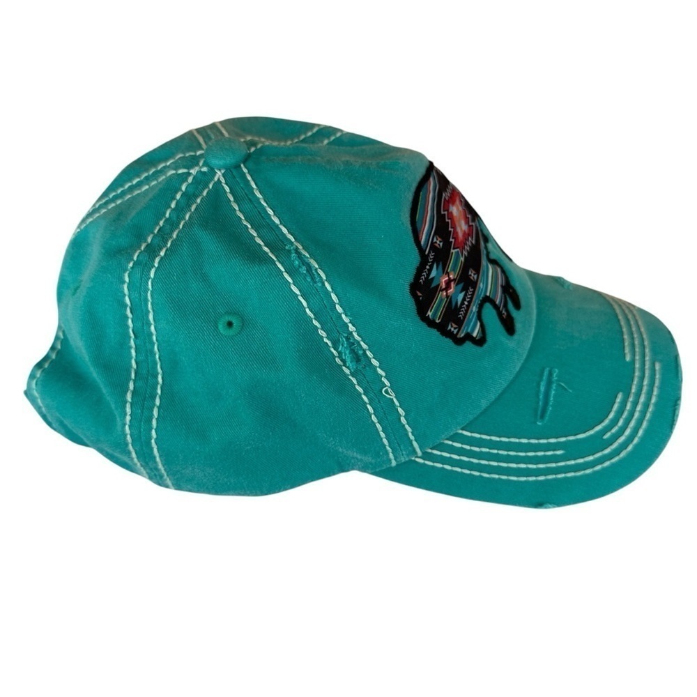 KBethos Vintage Aztec Pattern Buffalo Embroidered Turquoise Baseball Hat - Picture 3 of 4